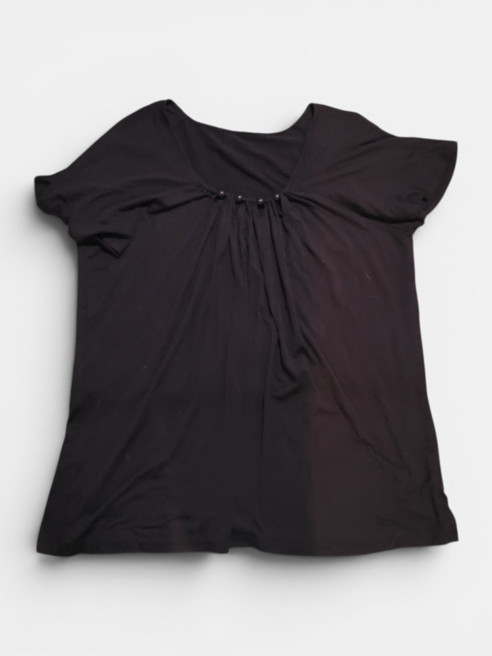 Women’s Brown Short-Sleeve Pleat Front Top